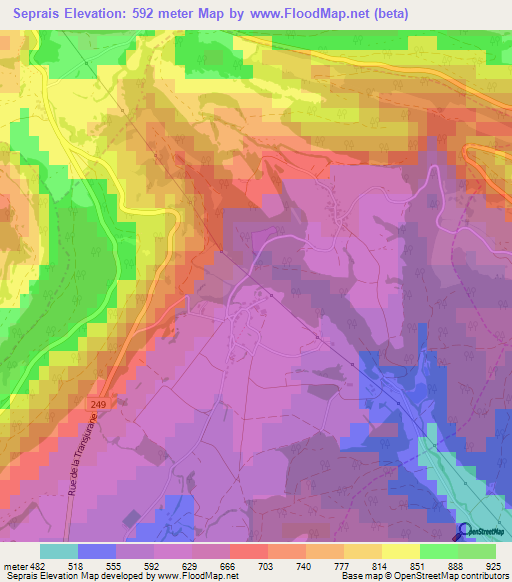 Seprais,Switzerland Elevation Map