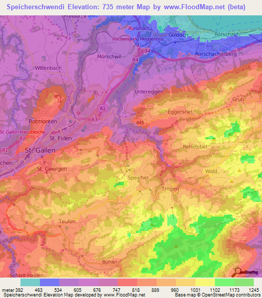 Speicherschwendi,Switzerland Elevation Map