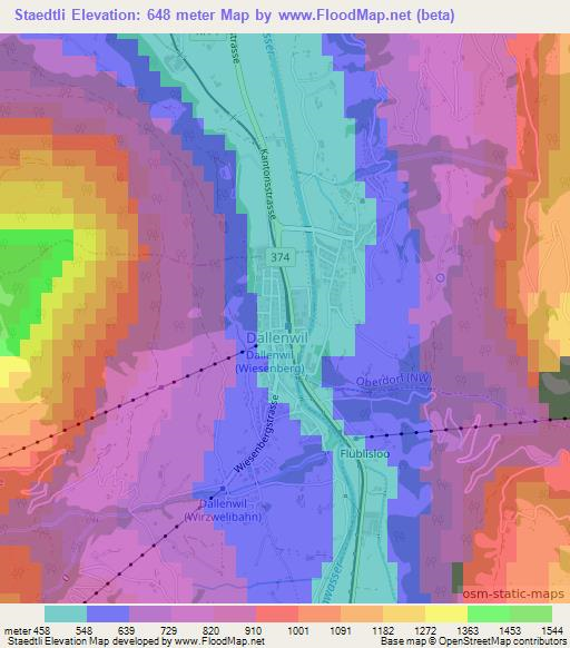 Staedtli,Switzerland Elevation Map