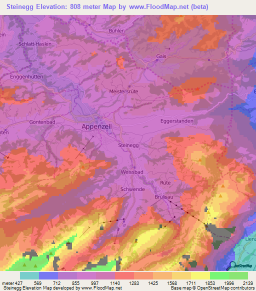 Steinegg,Switzerland Elevation Map