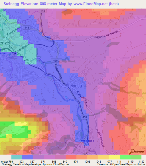 Steinegg,Switzerland Elevation Map