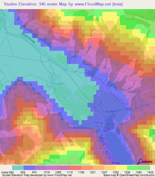 Studen,Switzerland Elevation Map