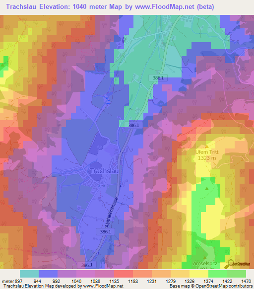 Trachslau,Switzerland Elevation Map