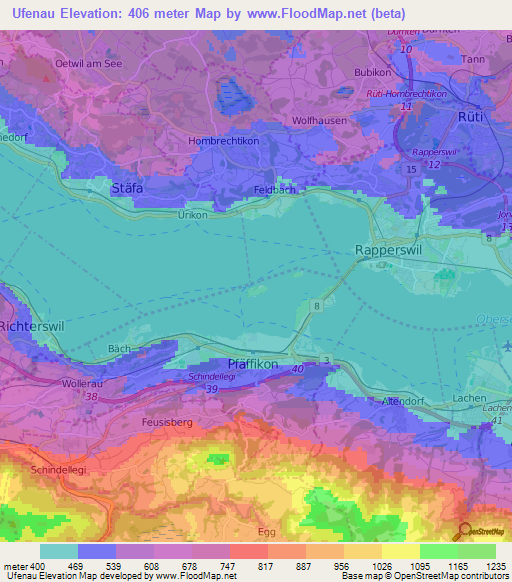 Ufenau,Switzerland Elevation Map