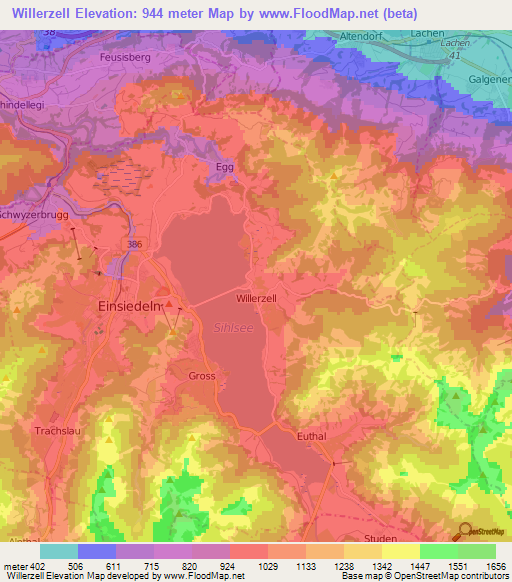 Willerzell,Switzerland Elevation Map