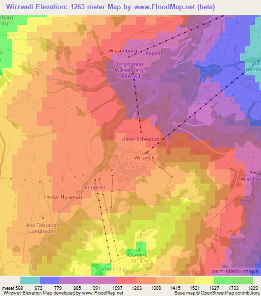 Wirzweli,Switzerland Elevation Map