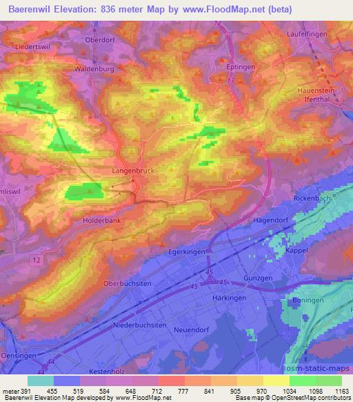 Baerenwil,Switzerland Elevation Map