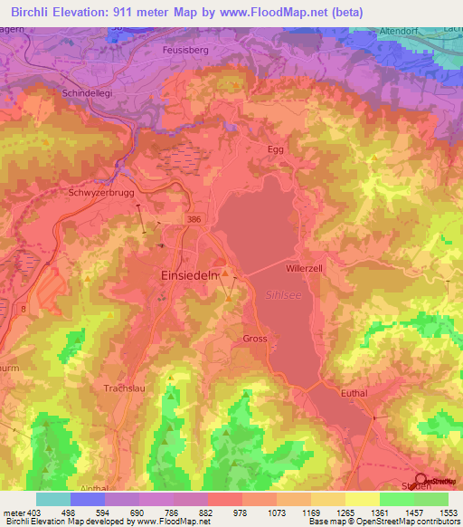 Birchli,Switzerland Elevation Map