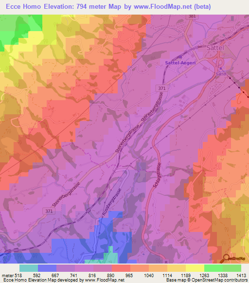 Ecce Homo,Switzerland Elevation Map