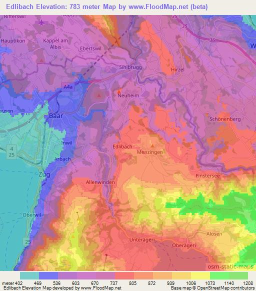 Edlibach,Switzerland Elevation Map