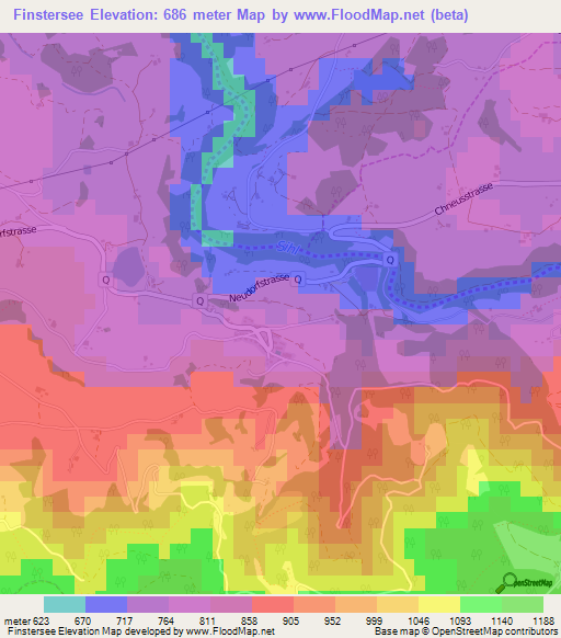 Finstersee,Switzerland Elevation Map