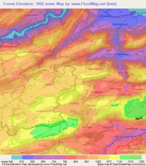 Fornet,Switzerland Elevation Map