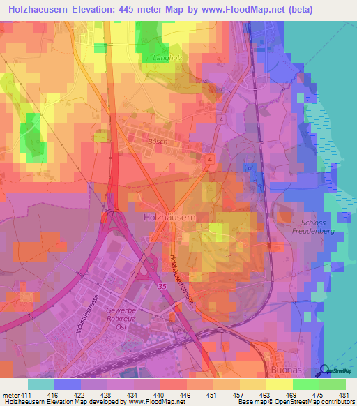 Holzhaeusern,Switzerland Elevation Map