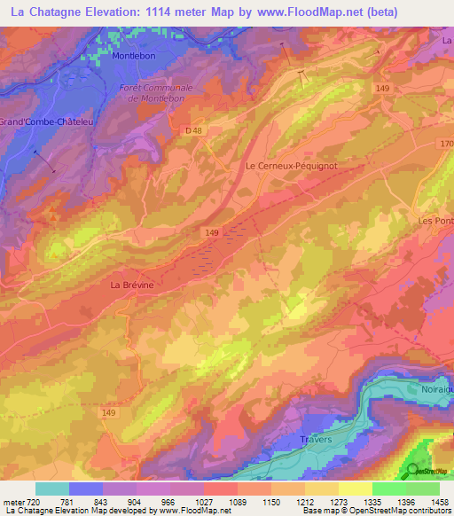 La Chatagne,Switzerland Elevation Map