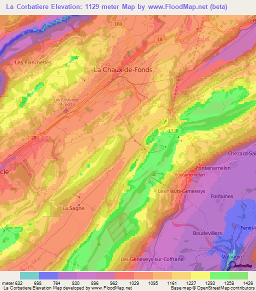 La Corbatiere,Switzerland Elevation Map