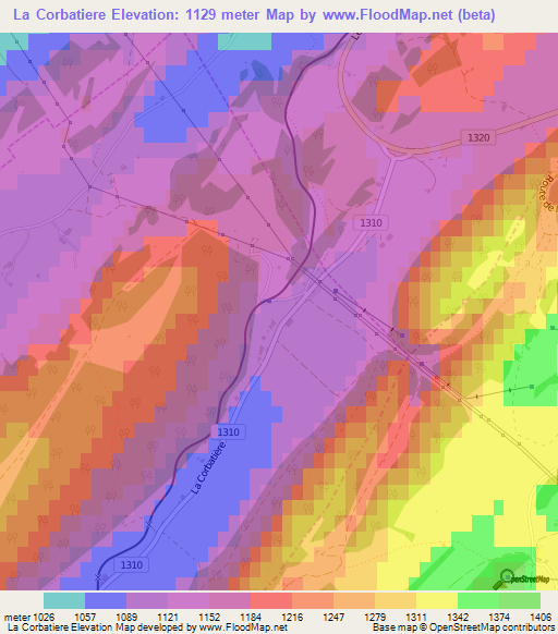 La Corbatiere,Switzerland Elevation Map