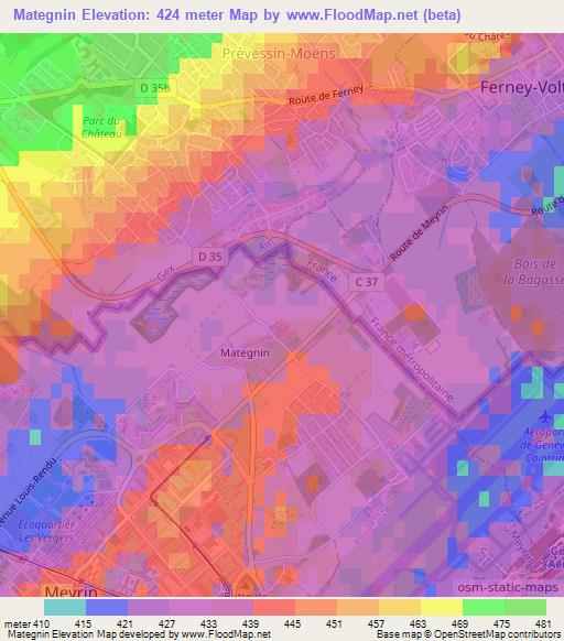 Mategnin,Switzerland Elevation Map