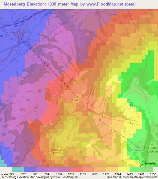 Mostelberg,Switzerland Elevation Map