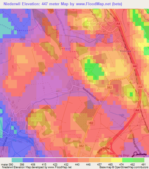 Niederwil,Switzerland Elevation Map