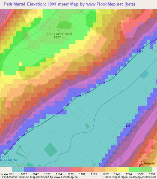 Petit-Martel,Switzerland Elevation Map