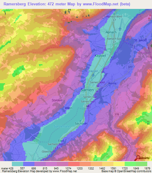 Ramersberg,Switzerland Elevation Map