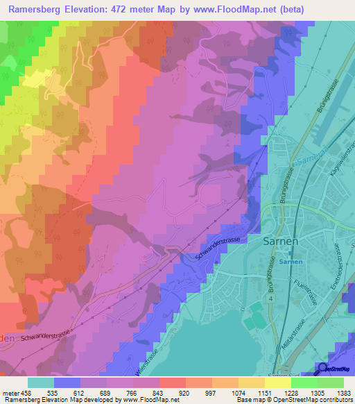 Ramersberg,Switzerland Elevation Map