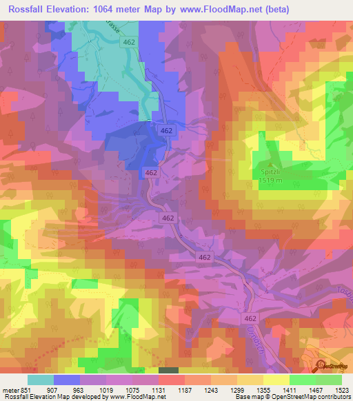 Rossfall,Switzerland Elevation Map