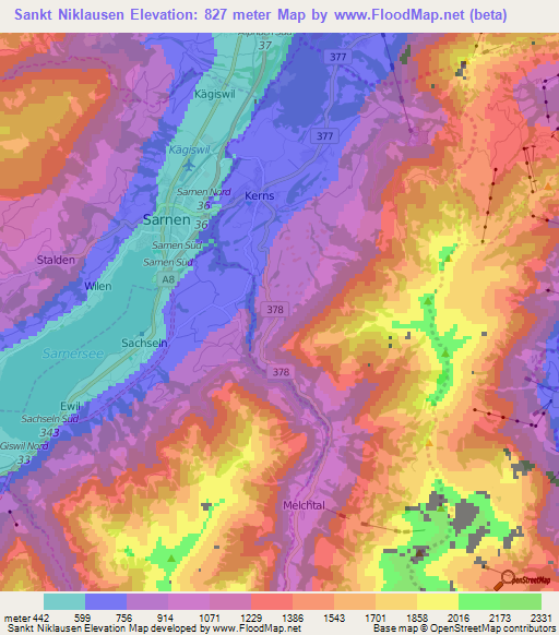 Sankt Niklausen,Switzerland Elevation Map