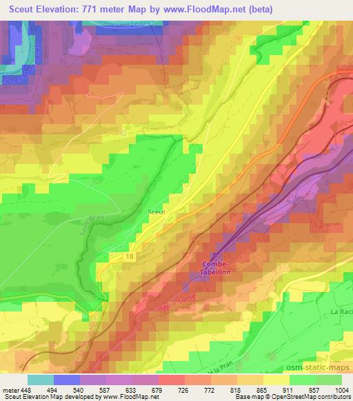 Sceut,Switzerland Elevation Map