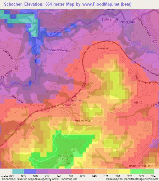 Schachen,Switzerland Elevation Map