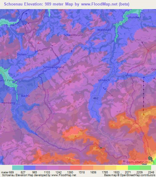 Schoenau,Switzerland Elevation Map