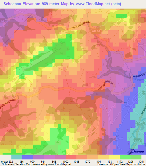 Schoenau,Switzerland Elevation Map