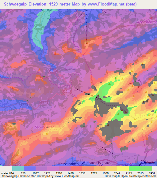 Schwaegalp,Switzerland Elevation Map