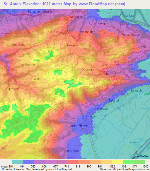 St. Anton,Switzerland Elevation Map