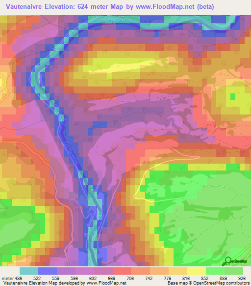 Vautenaivre,Switzerland Elevation Map