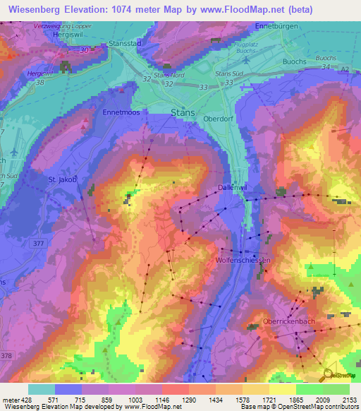 Wiesenberg,Switzerland Elevation Map