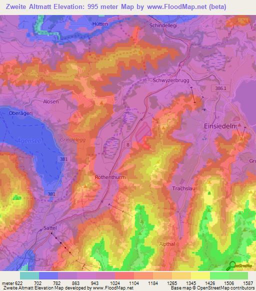 Zweite Altmatt,Switzerland Elevation Map