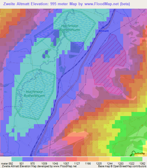 Zweite Altmatt,Switzerland Elevation Map