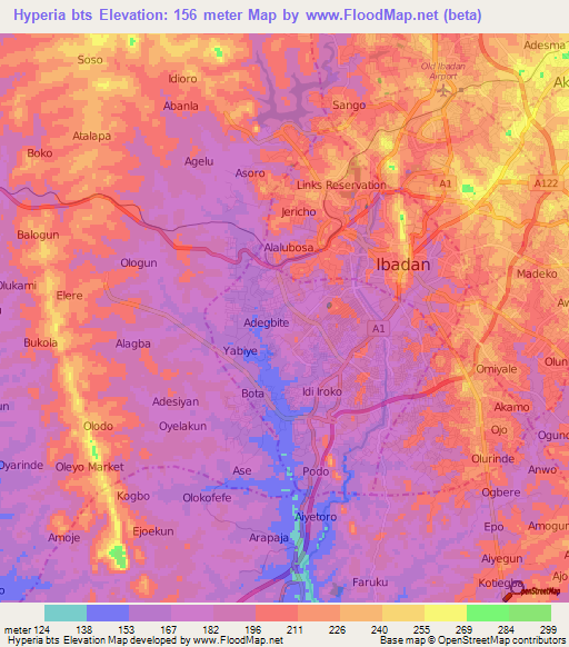 Hyperia bts,Nigeria Elevation Map