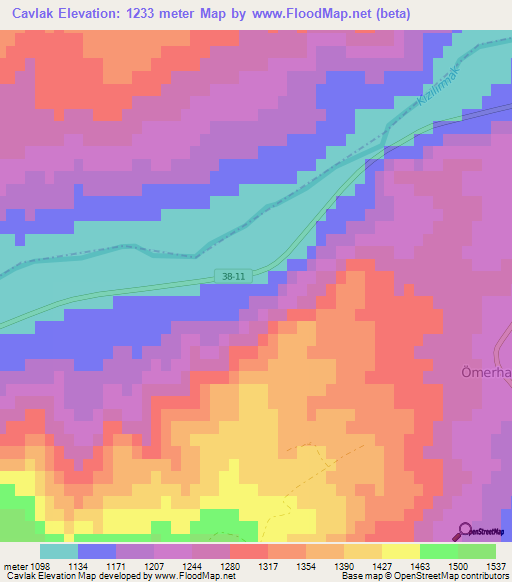 Cavlak,Turkey Elevation Map