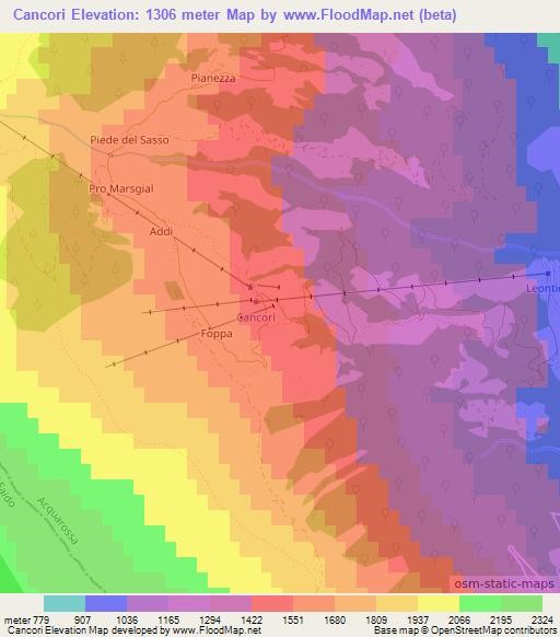 Cancori,Switzerland Elevation Map