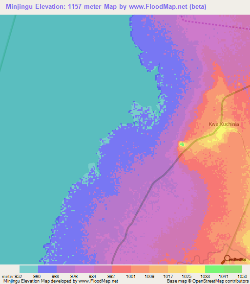 Minjingu,Tanzania Elevation Map