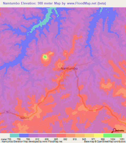 Namtumbo,Tanzania Elevation Map