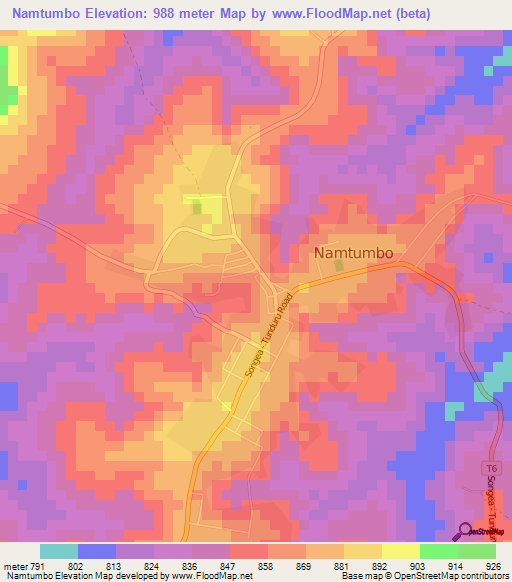 Namtumbo,Tanzania Elevation Map