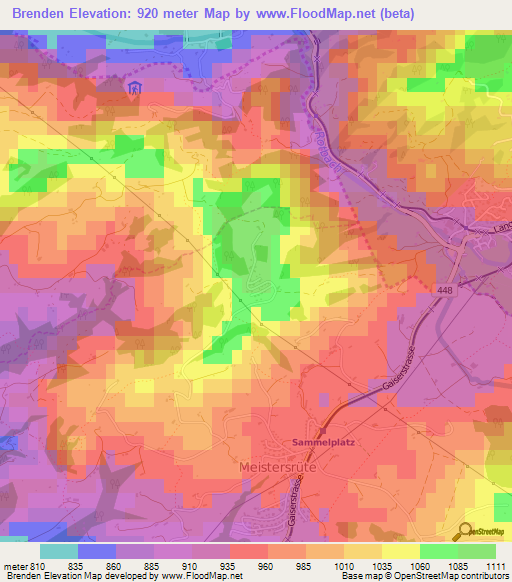 Brenden,Switzerland Elevation Map