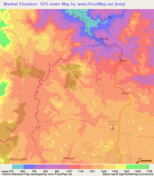 Mankwi,Cameroon Elevation Map