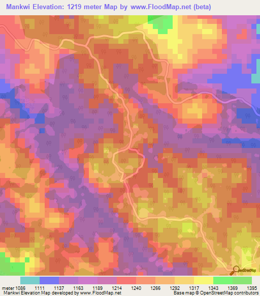 Mankwi,Cameroon Elevation Map