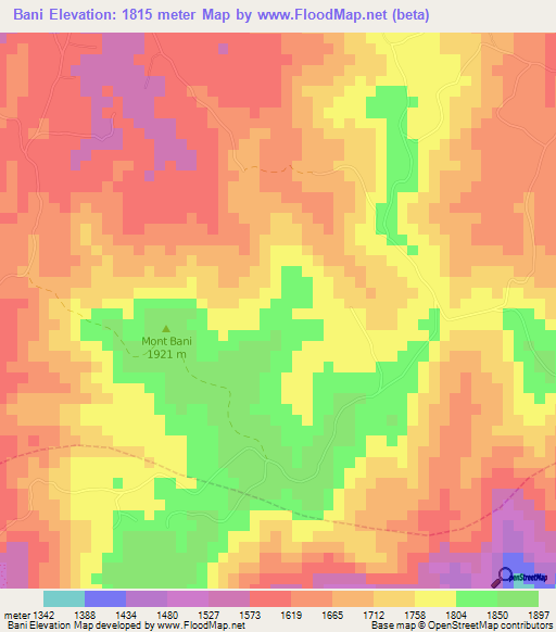 Bani,Cameroon Elevation Map