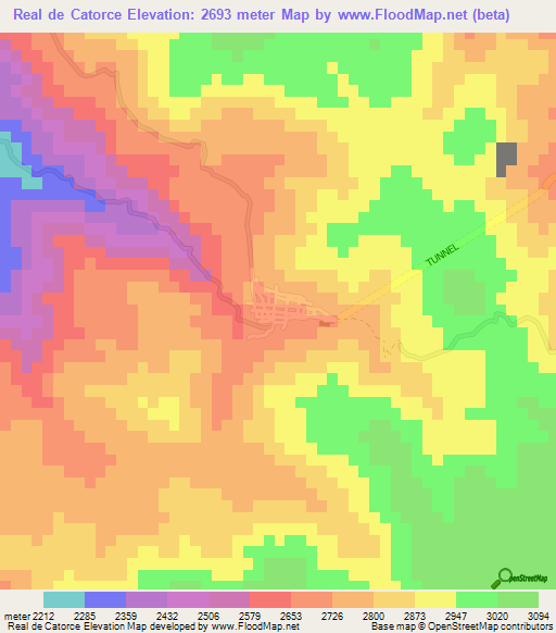 Real de Catorce,Mexico Elevation Map