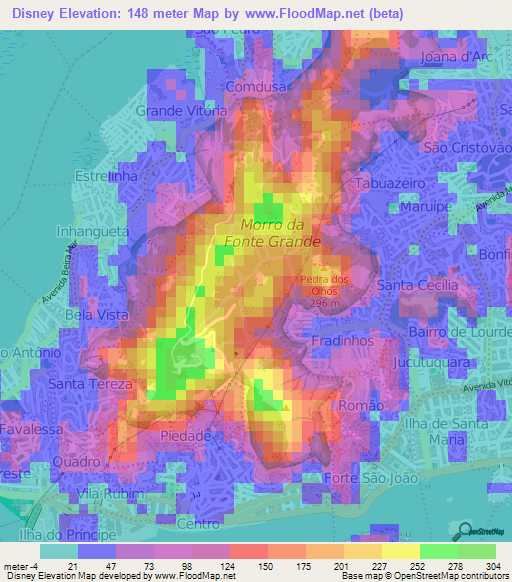 Disney,Brazil Elevation Map